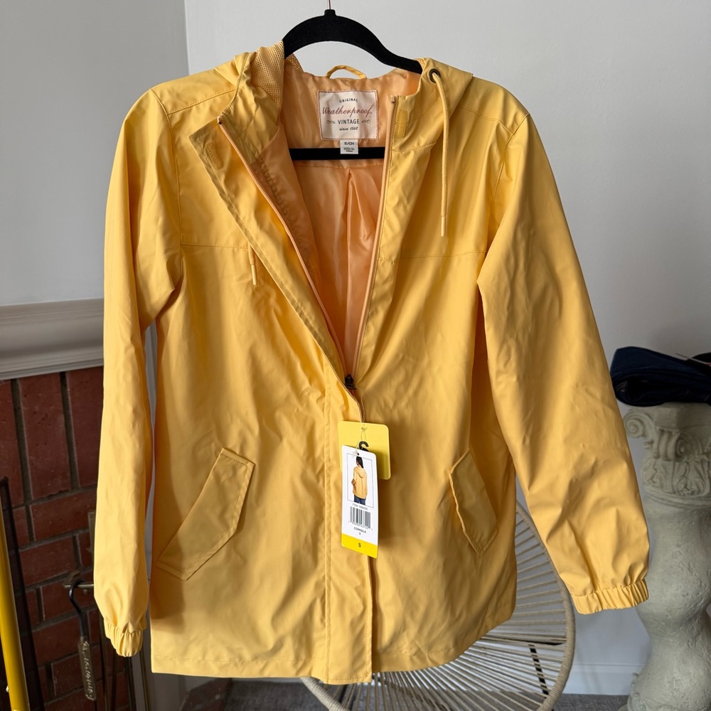 NWT Original Weatherproof Vintage Lightweight Yellow Rain Jacket Size Small